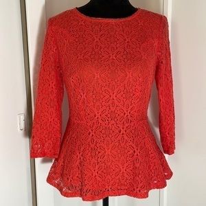 Moulinette Souers Anthropologie lace side zip peplum top size 2